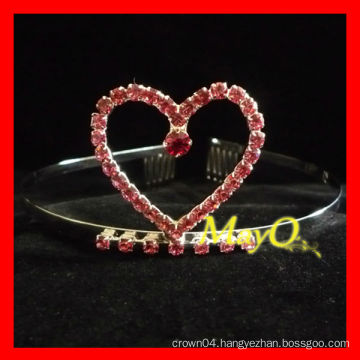 Diamond red heart pageant tiara&crown